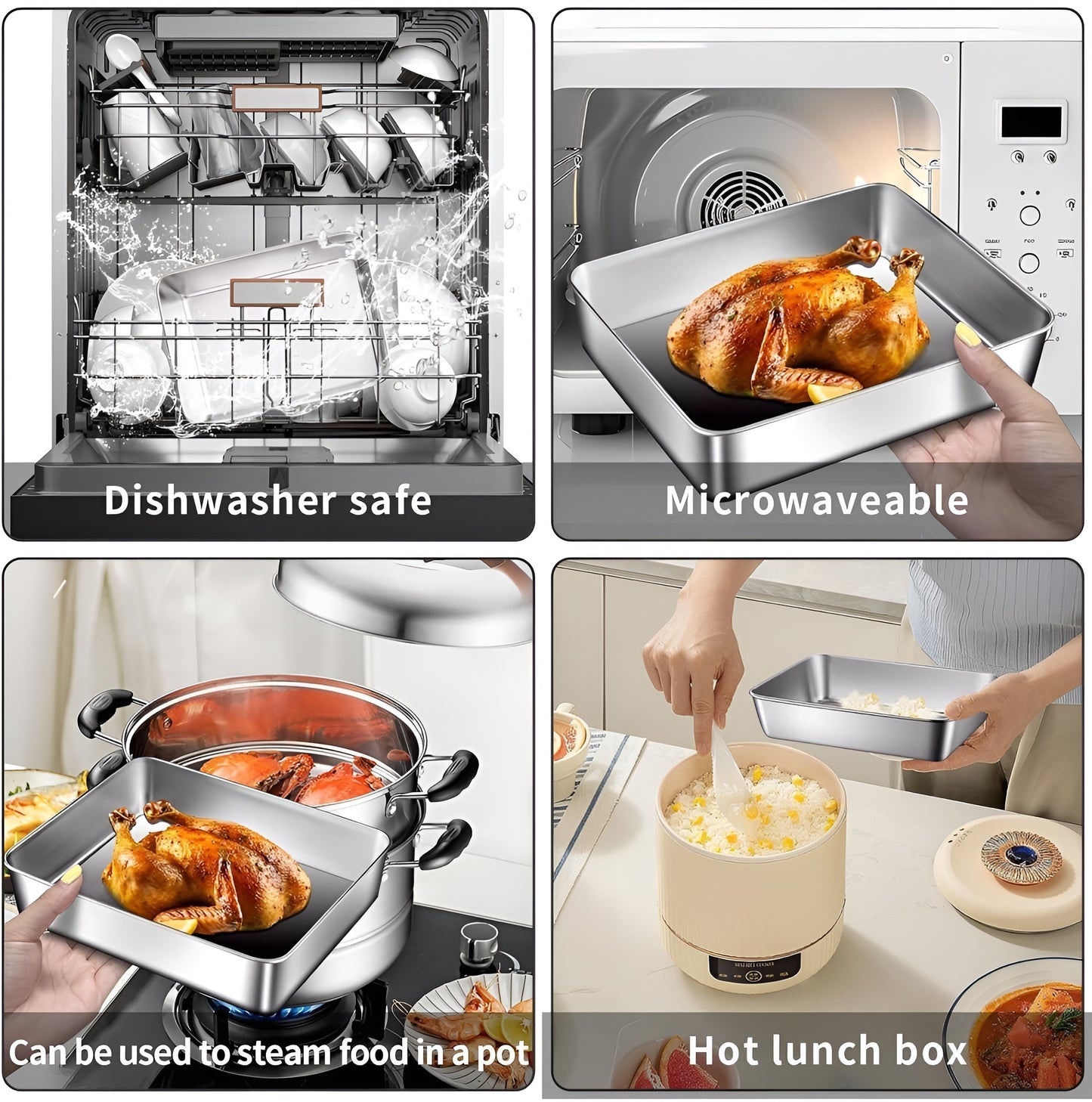 Pack of 6 Fridge Storage Box Stainless Steel Food Storage Containers, Freshness Locking, Microwavable & Freezer Safe