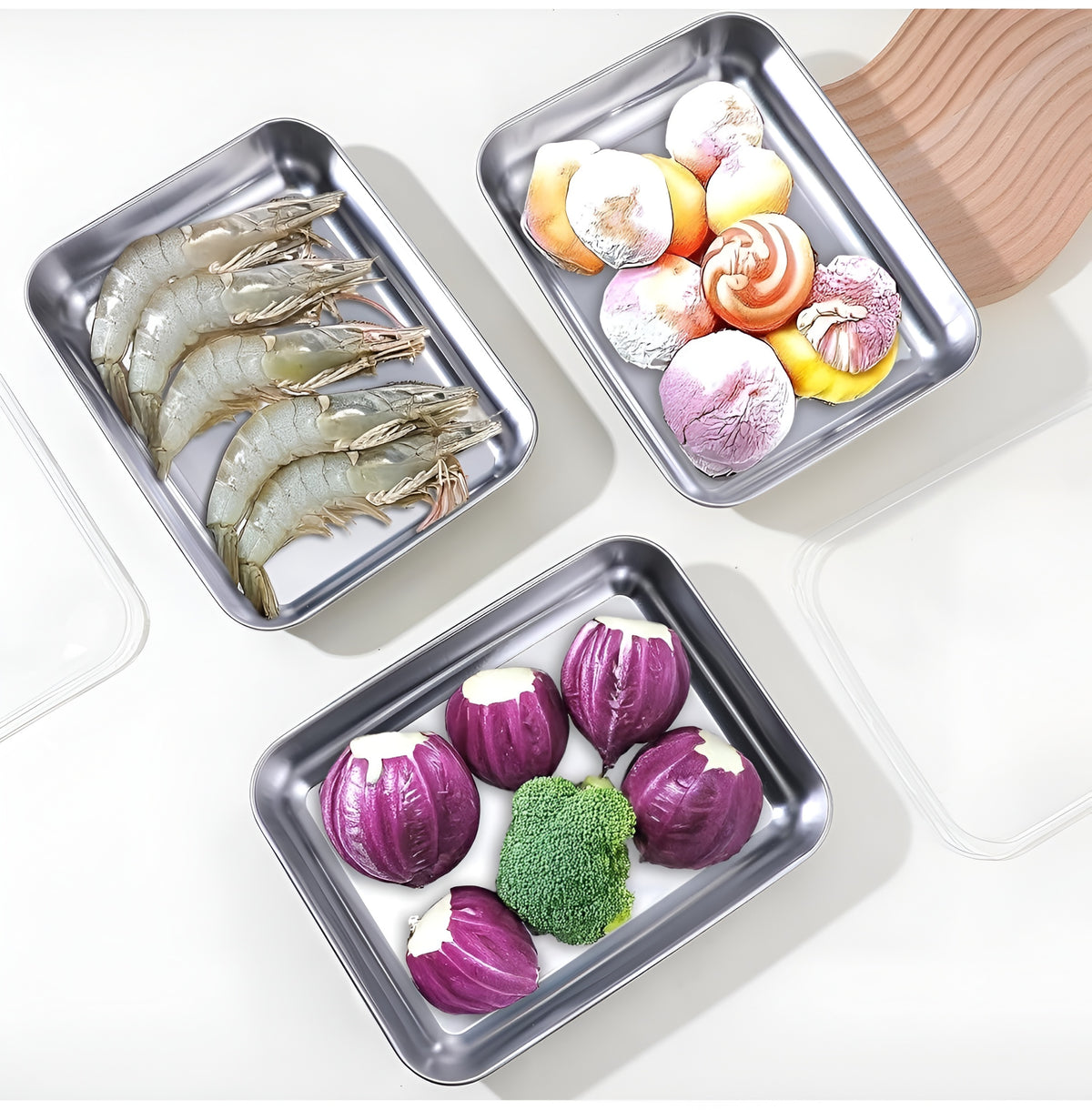 Pack of 6 Fridge Storage Box Stainless Steel Food Storage Containers, Freshness Locking, Microwavable & Freezer Safe