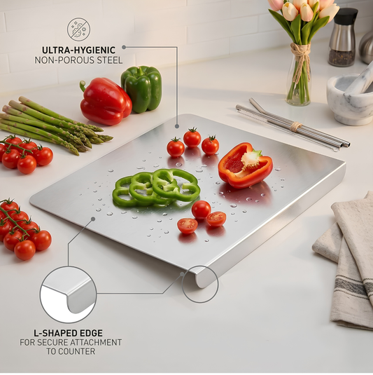 Stainless Steel Chopping Board with Lip for Kitchen | for Cutting Vegetables, Meat,Fish,Fruits | Large 41×31