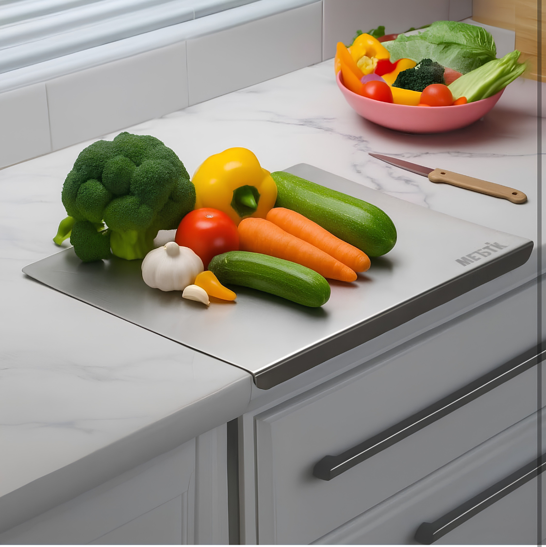 Stainless Steel Chopping Board with Lip for Kitchen | for Cutting Vegetables, Meat,Fish,Fruits | Large 41×31