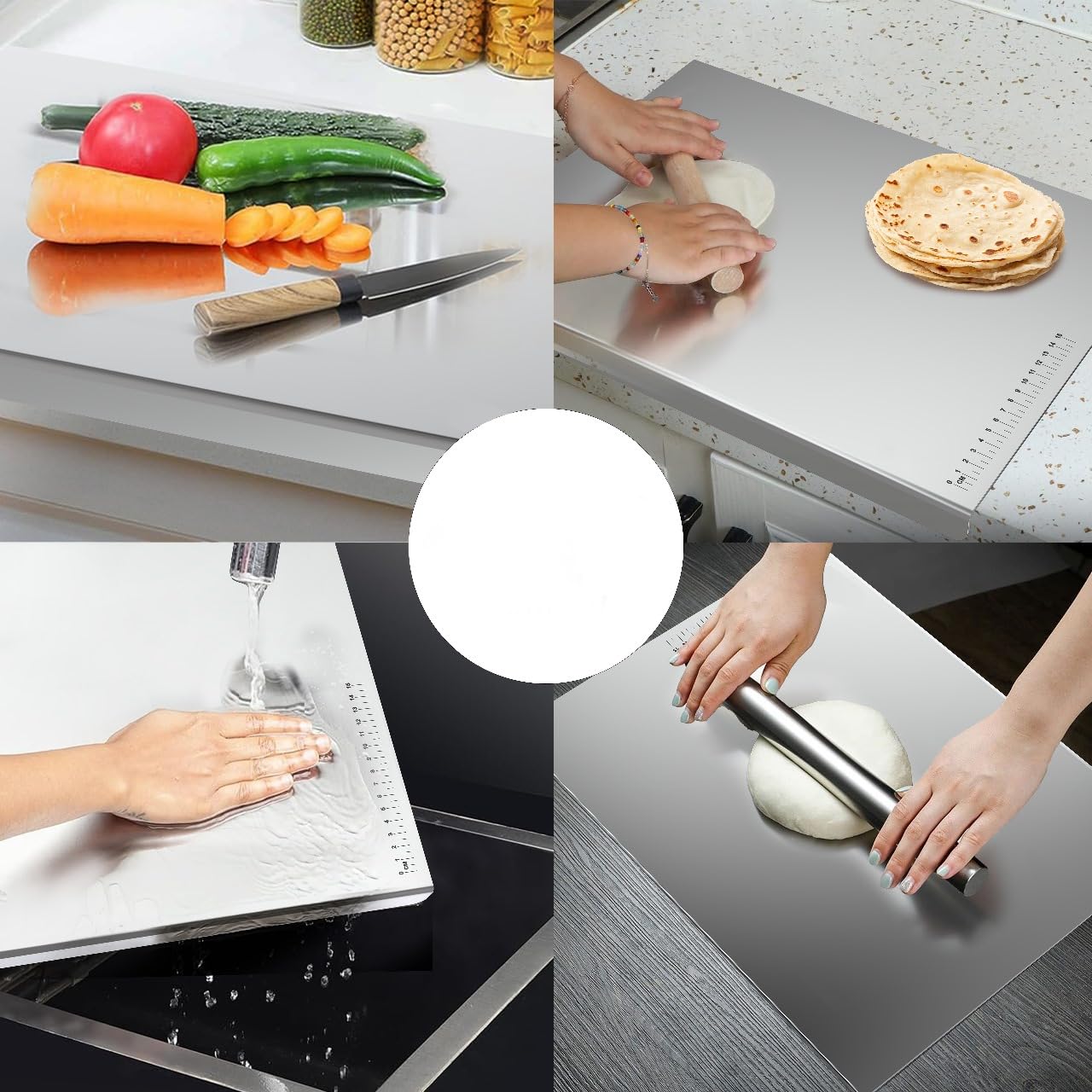 Stainless Steel Chopping Board with Lip for Kitchen | for Cutting Vegetables, Meat,Fish,Fruits | Large 41×31