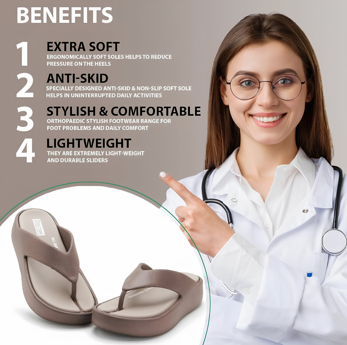 DOCTOR HEALTH SUPER SOFT Women's Orthopedic Cloud Cushion Flip Flops | Soft EVA Anti-Slip Comfort Slippers